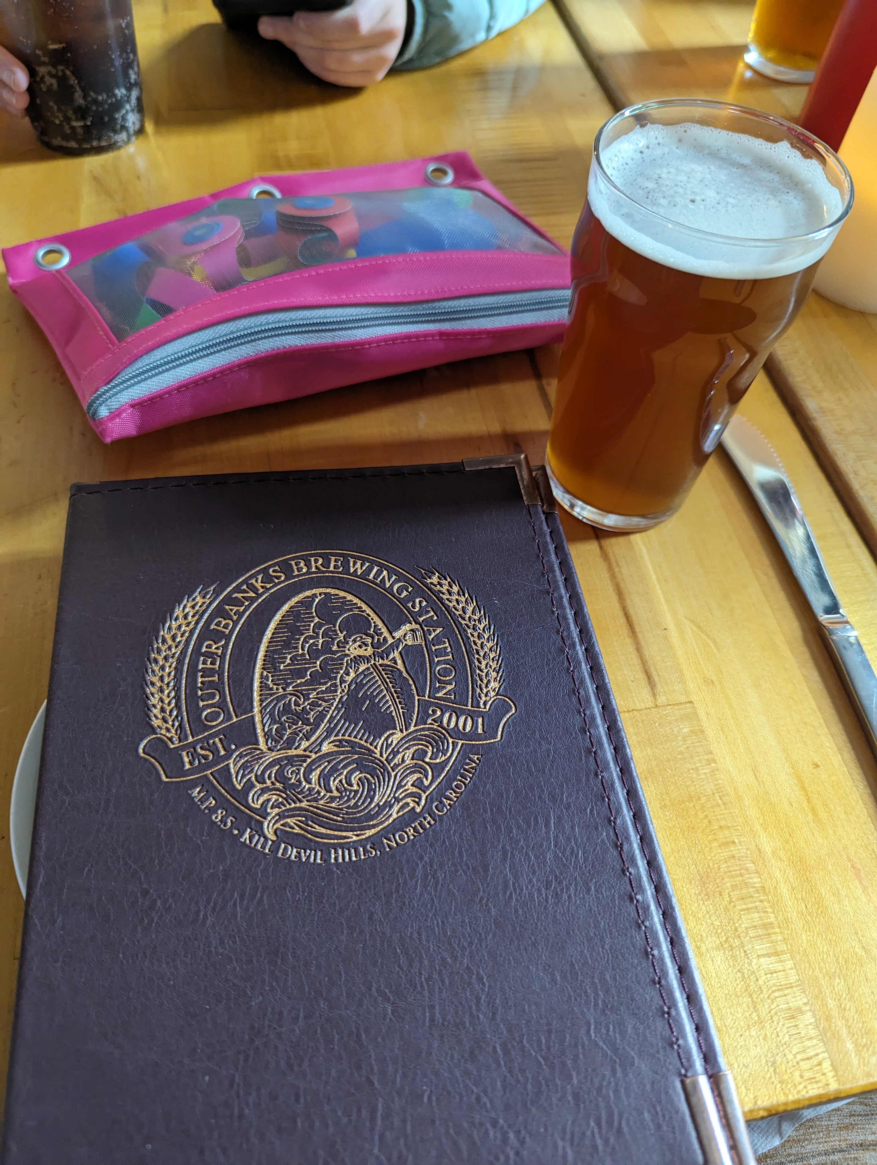 Menu cover at Outer Banks Brewing Station