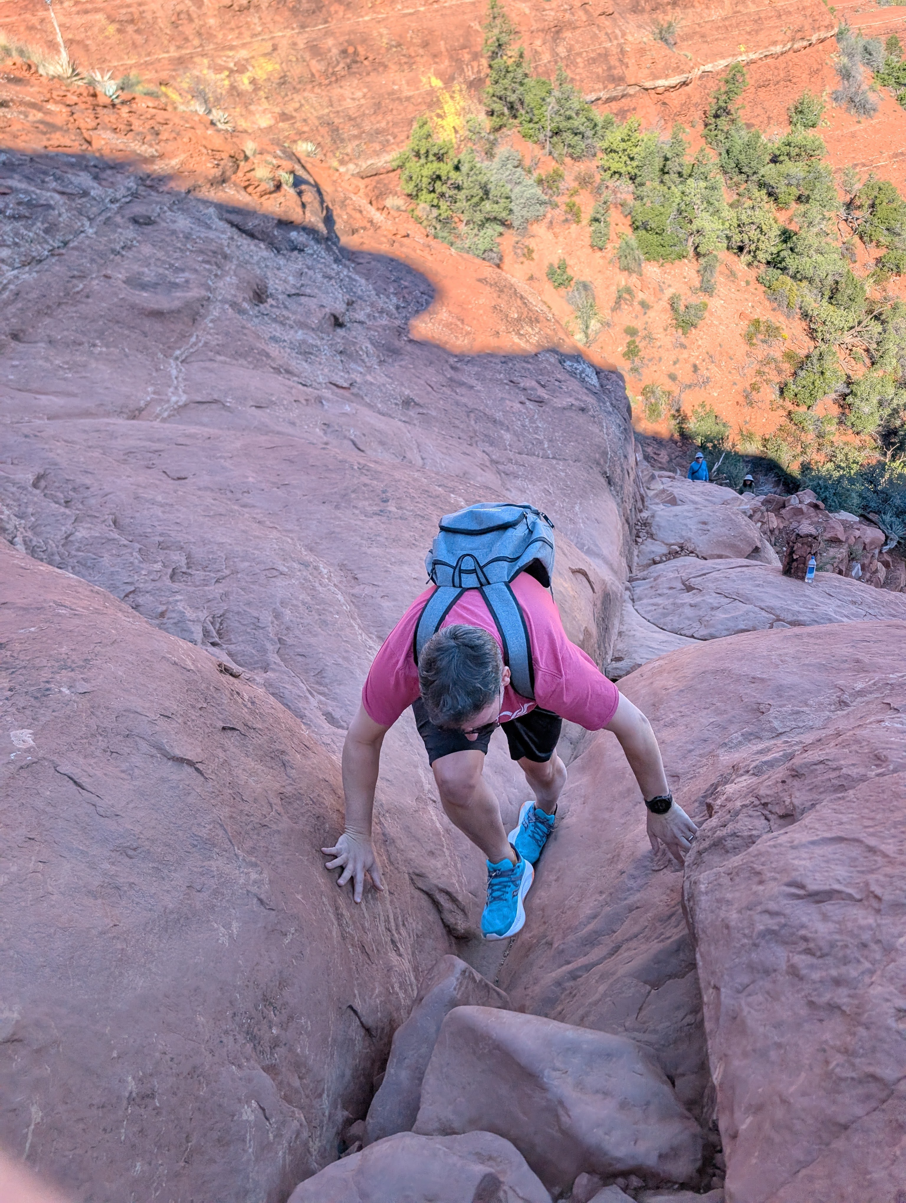 The challenging scramble section of Cathedral Rock trail